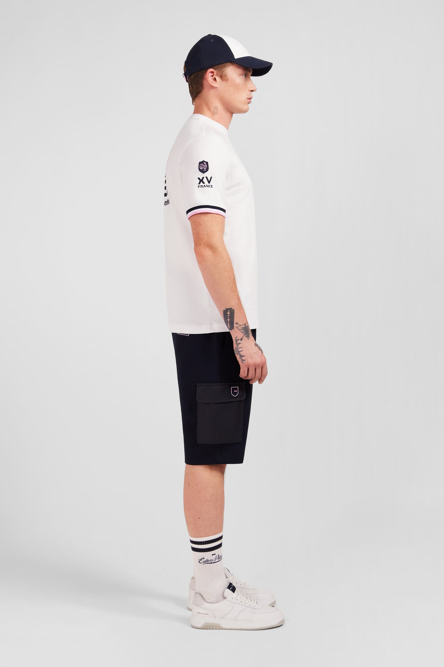 White T-shirt with XV de France embroidery on the back
