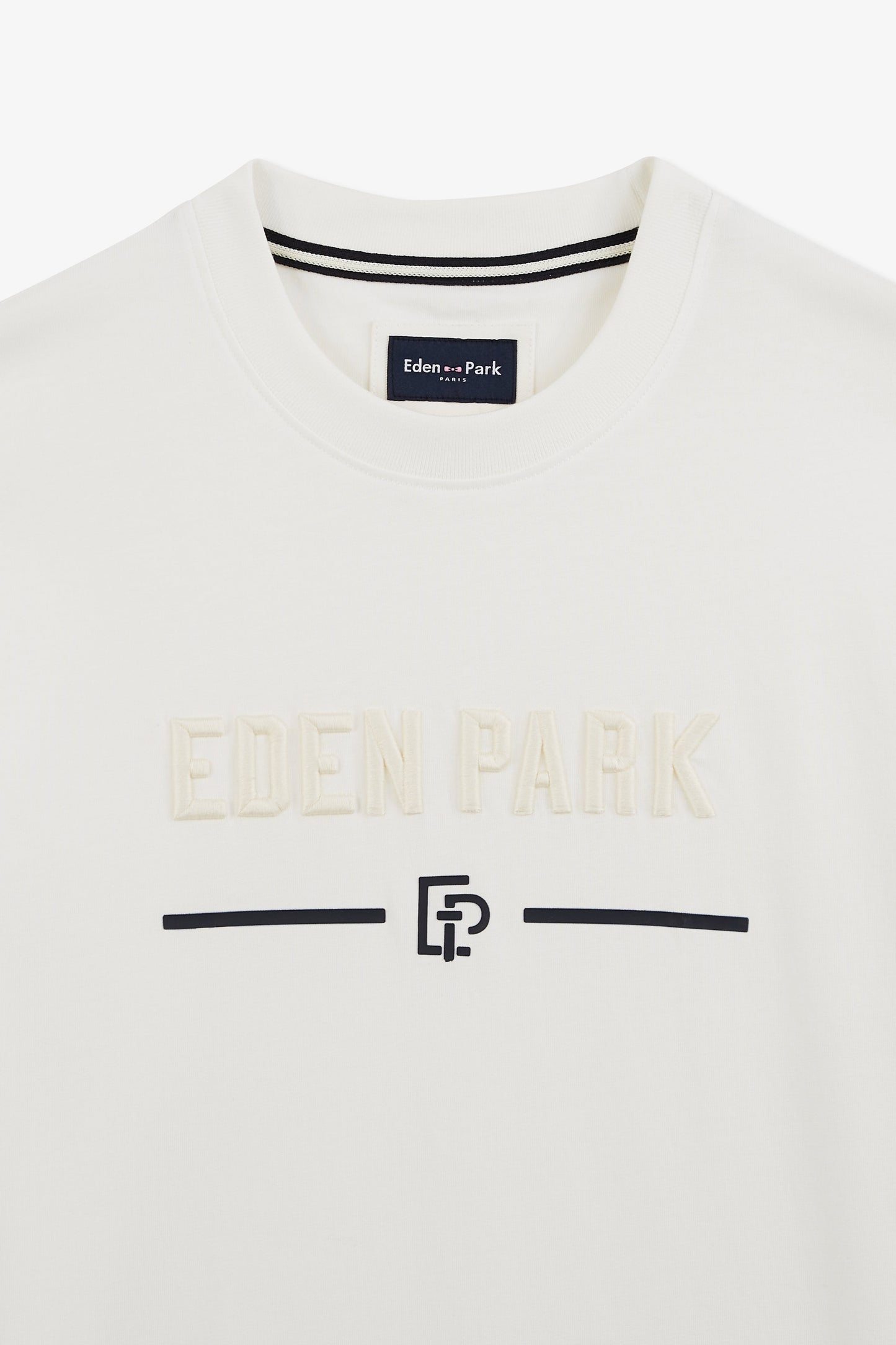 T-shirt écru à manches courtes brodé Eden Park - Image 3