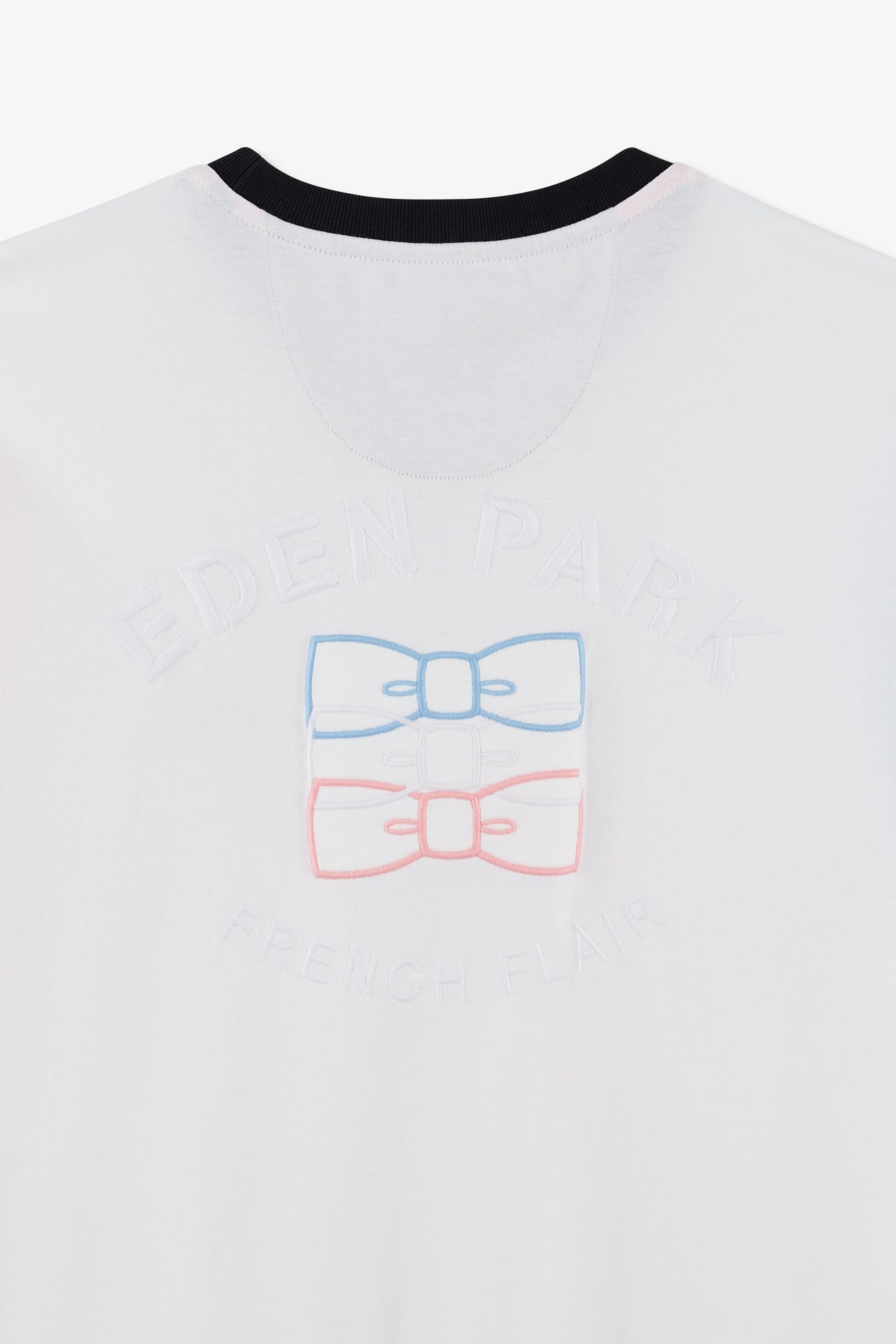 White short-sleeve cotton T-shirt bow tie details