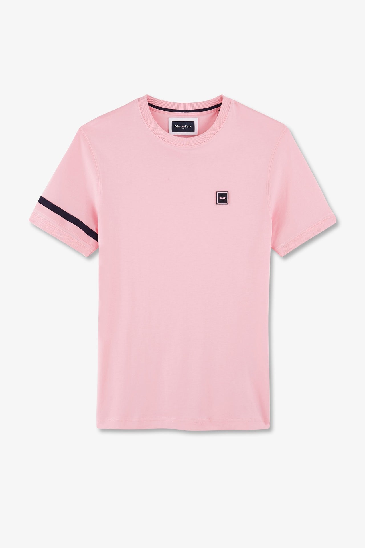 T-shirt manches courtes rose en coton badges emblème - Image 2