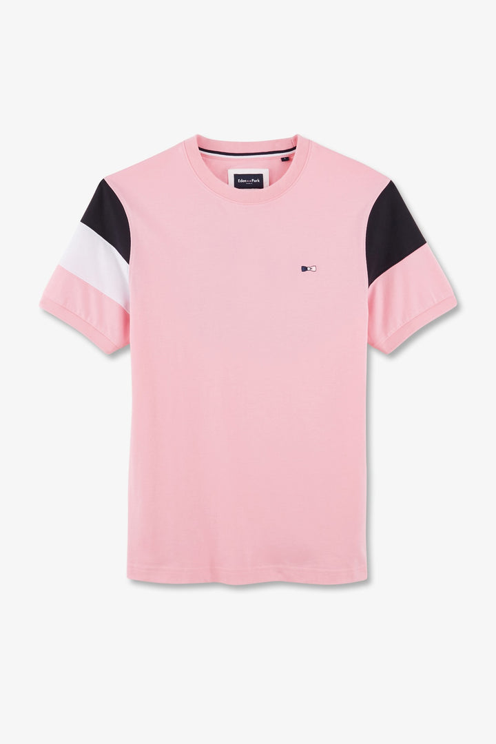 T-shirt manches courtes rose en coton emblème nœud papillon alt view