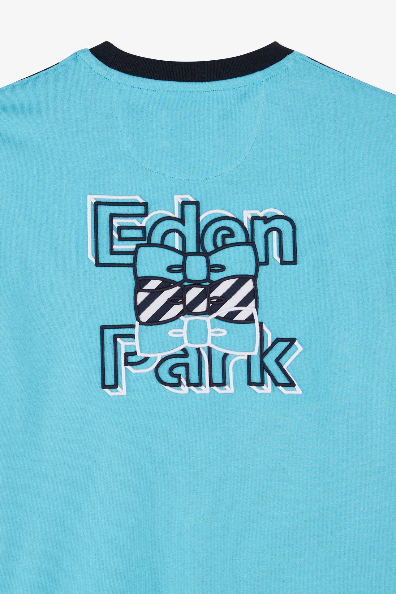 T-shirt manches courtes cerclé marine et turquoise en coton - Image 8
