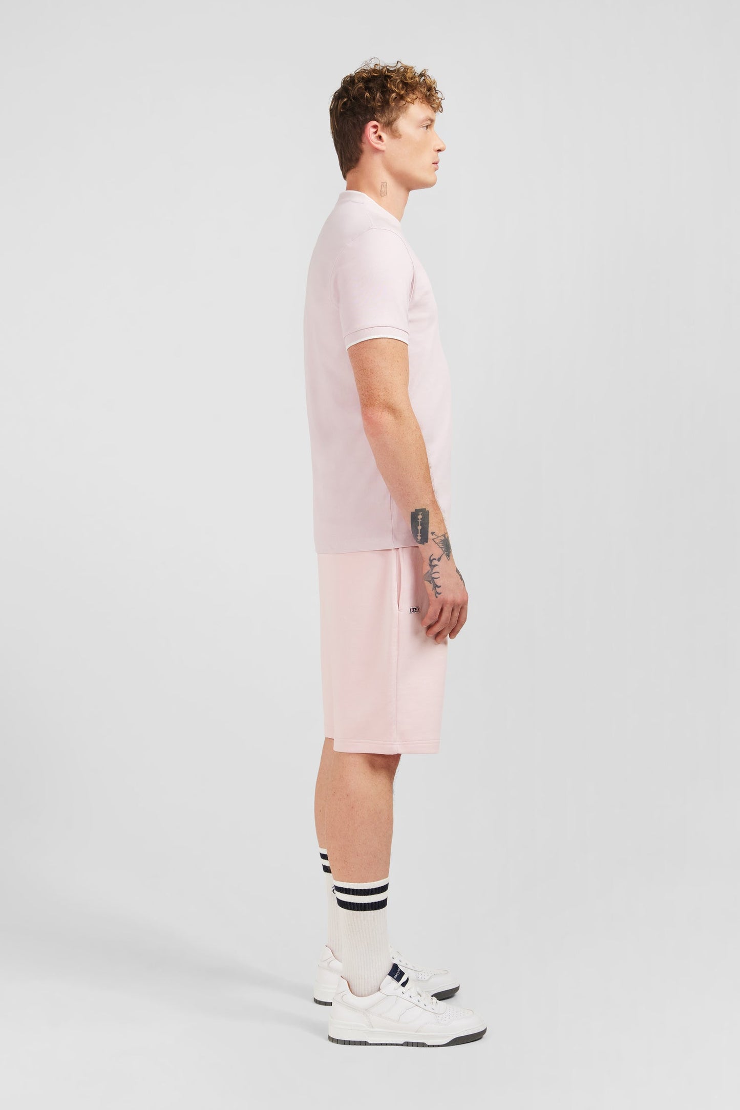 T-shirt manches courtes uni rose en coton stretch - Image 3