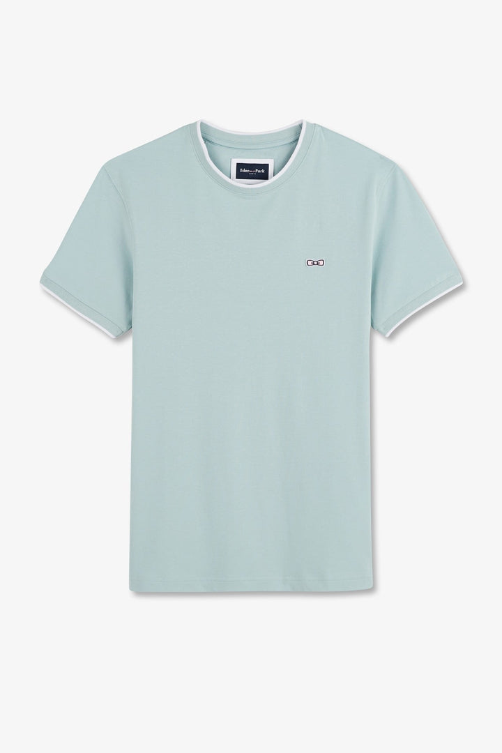 T-shirt manches courtes uni vert en coton stretch alt view