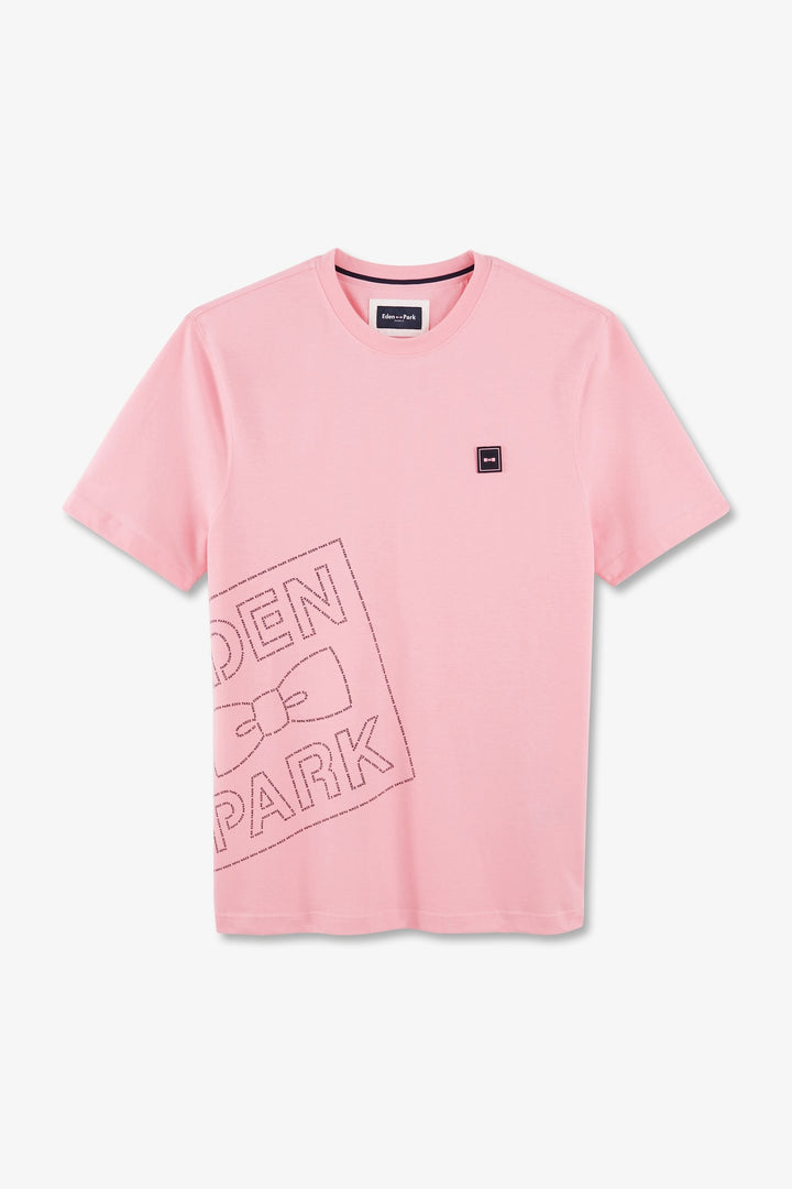 T-shirt manches courtes rose en coton sérigraphie Eden Park alt view