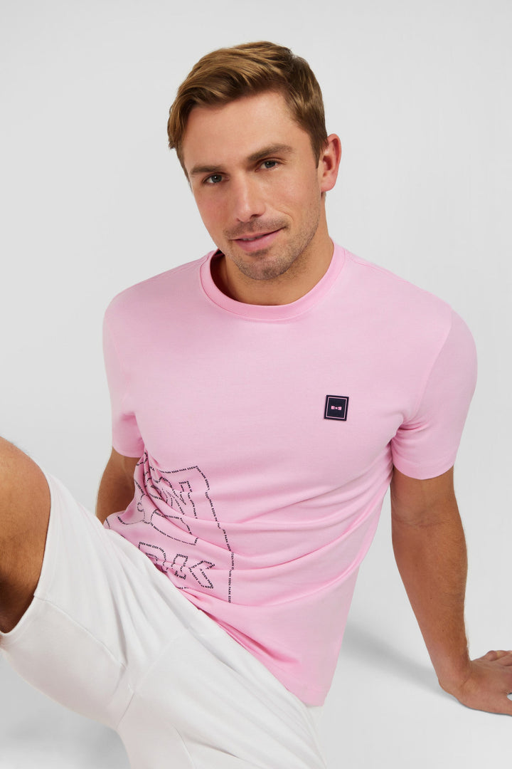 Pink cotton short-sleeved T-shirt with Eden Park screen-print