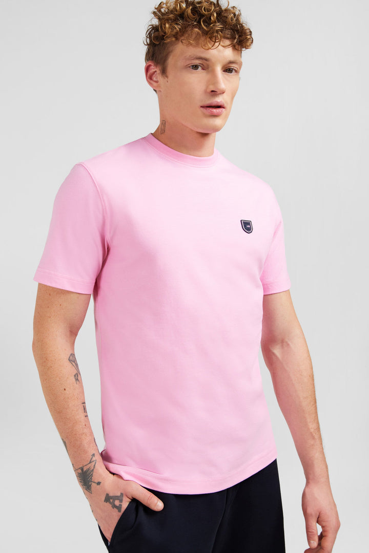 T-shirt manches courtes rose en coton emblème dos alt view