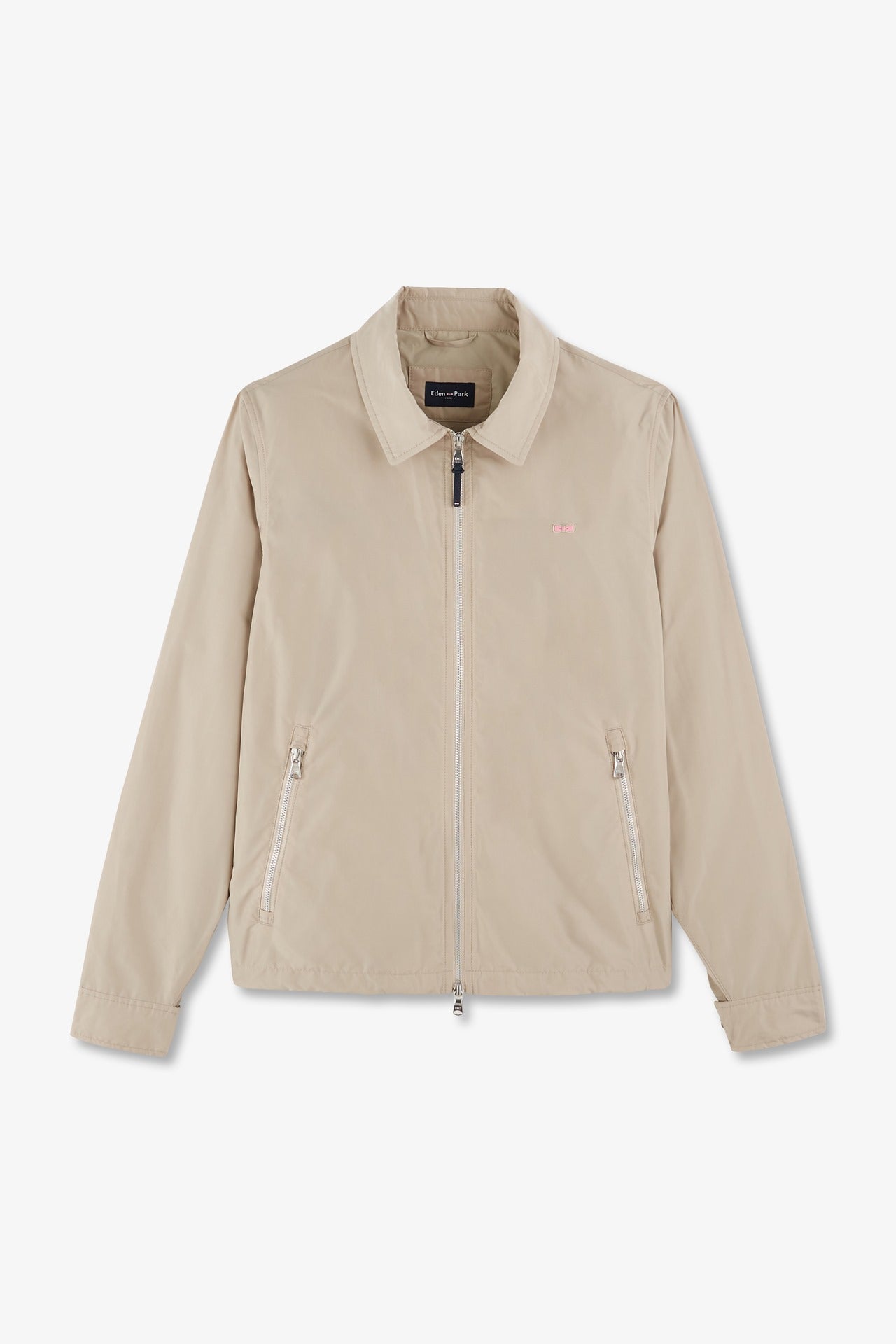 Beige zipped jacket with classic collar