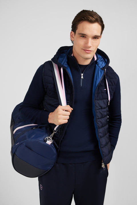 Navy blue sleeveless hooded puffa jacket - Image 3