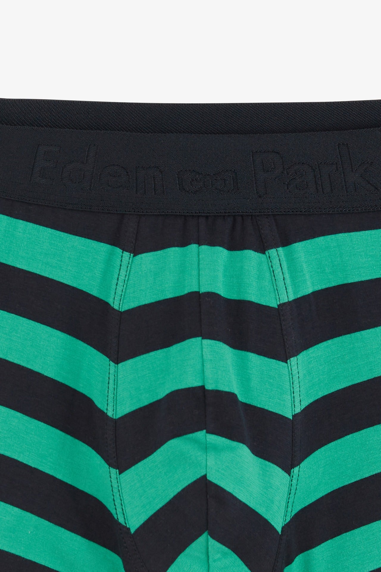 Navy and green striped boxers in stretch cotton - Image 5