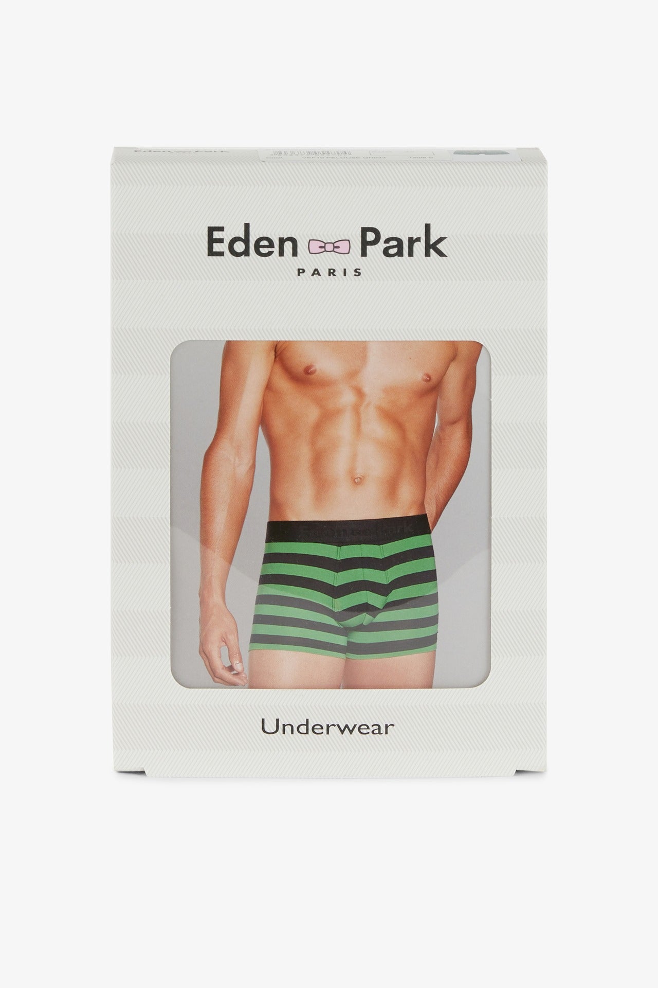 Navy and green striped boxers in stretch cotton - Image 6