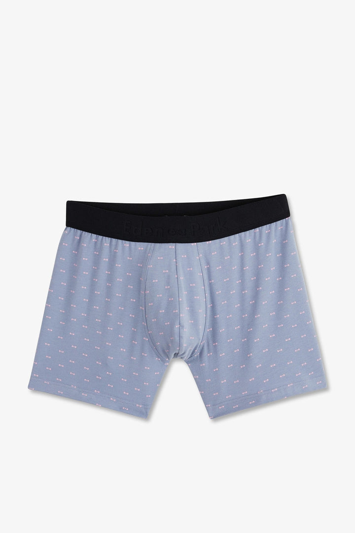 Boxer à micro motifs nœud papillon gris et rose en coton stretch alt view