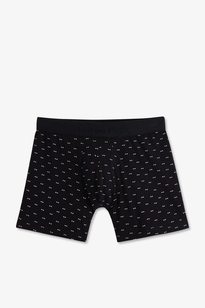 Boxer à micro motifs nœud papillon marine et rose en coton stretch alt view