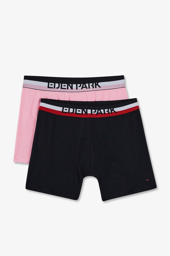 Pack de 2 boxers rose et bleu uni ceinture contrastante alt view
