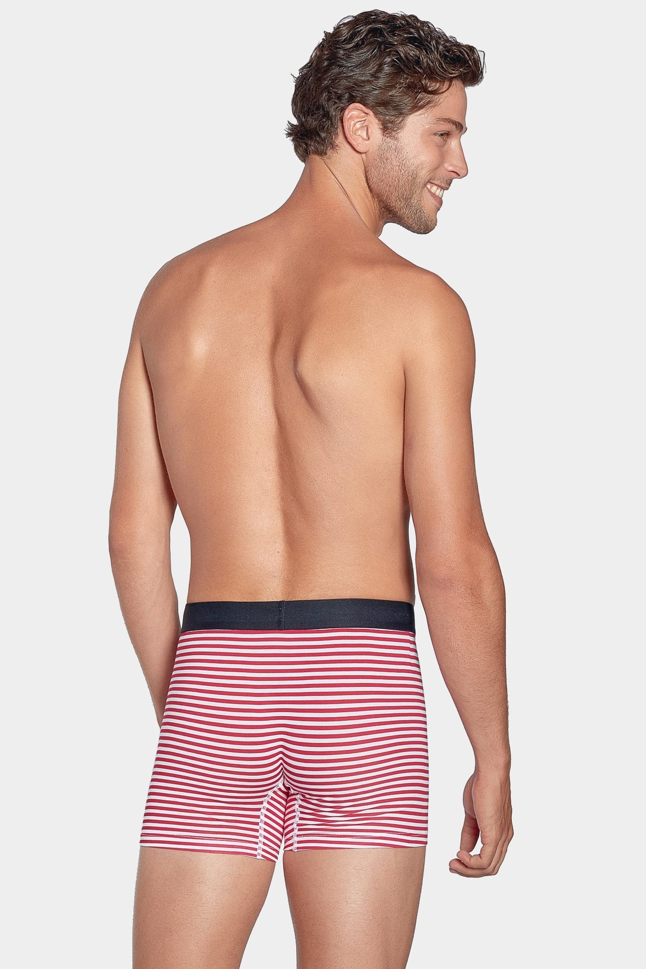 Pack of 2 striped red and navy  boxers in stretch cotton - Image 4