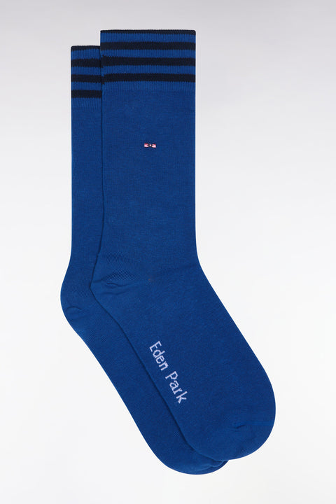 Blue stretch cotton-blend socks with full-rim trim - Image 1