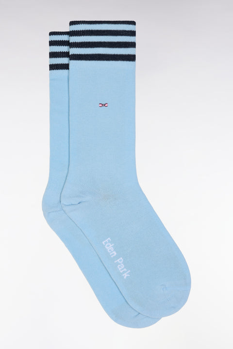 Dark blue stretch cotton-blend socks with full-rim trim - Image 1
