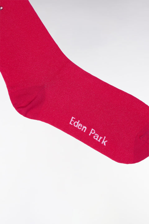 Fuchsia pink stretch cotton-blend socks with full-rim trim - Image 2