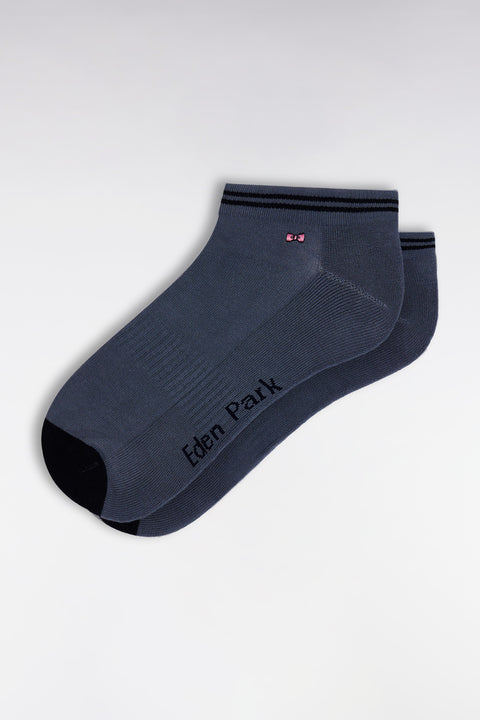 Low-cut socks in grey stretch cotton blend - Image 1
