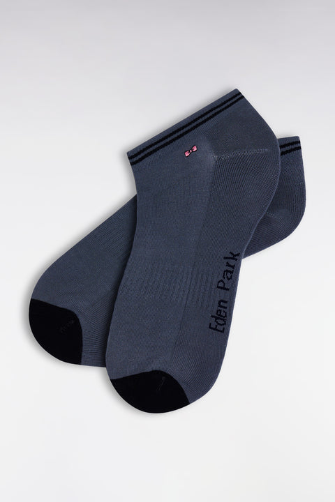 Low-cut socks in grey stretch cotton blend - Image 2