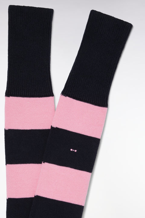 Navy and pink full-rimmed rugby socks - Image 2