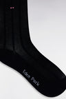 Stretch cotton blend socks with navy vertical stripes