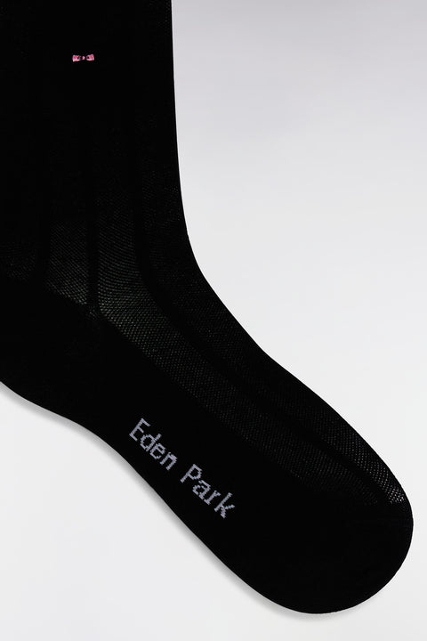 Stretch cotton blend socks with black vertical stripes - Image 2