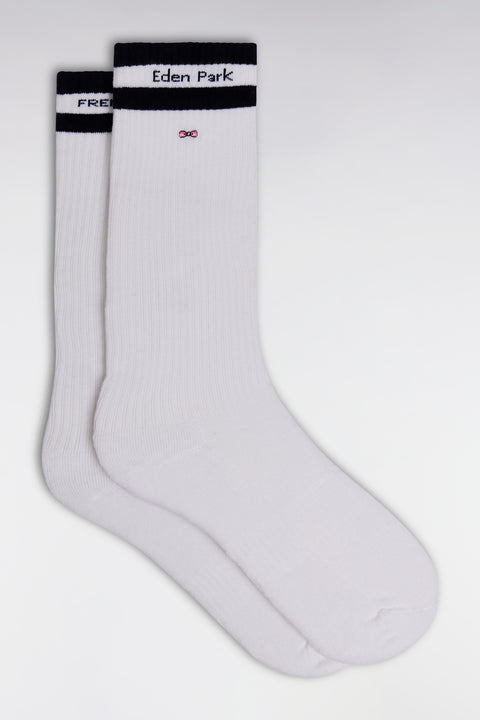 White stretch cotton-blend socks with Eden Park logo - Image 1