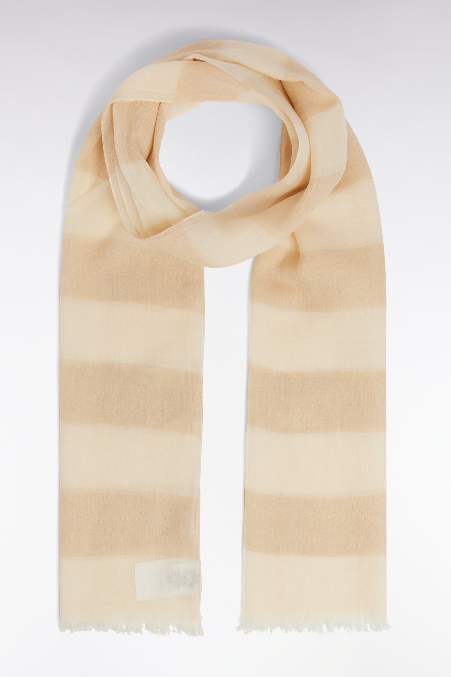 Beige cotton blend striped chèche