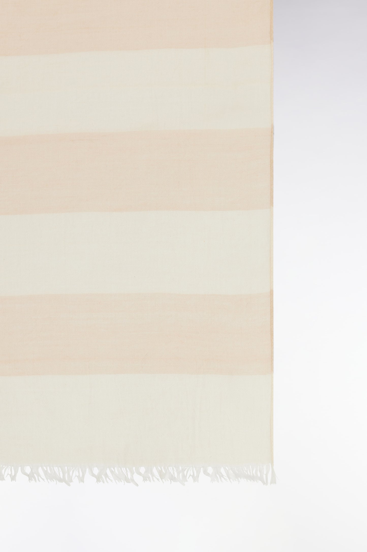 Beige cotton blend striped chèche