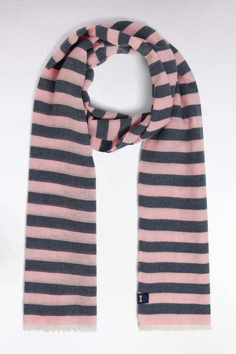 Cotton blend scarf with pink pinstripes - Image 2
