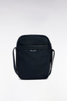 Black canvas and leather messenger bag