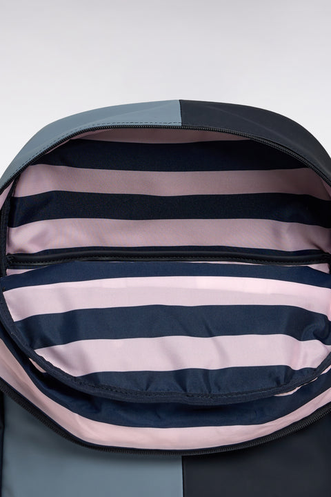 Cut and sew colorblock backpack in navy and grey rubber - Image 3