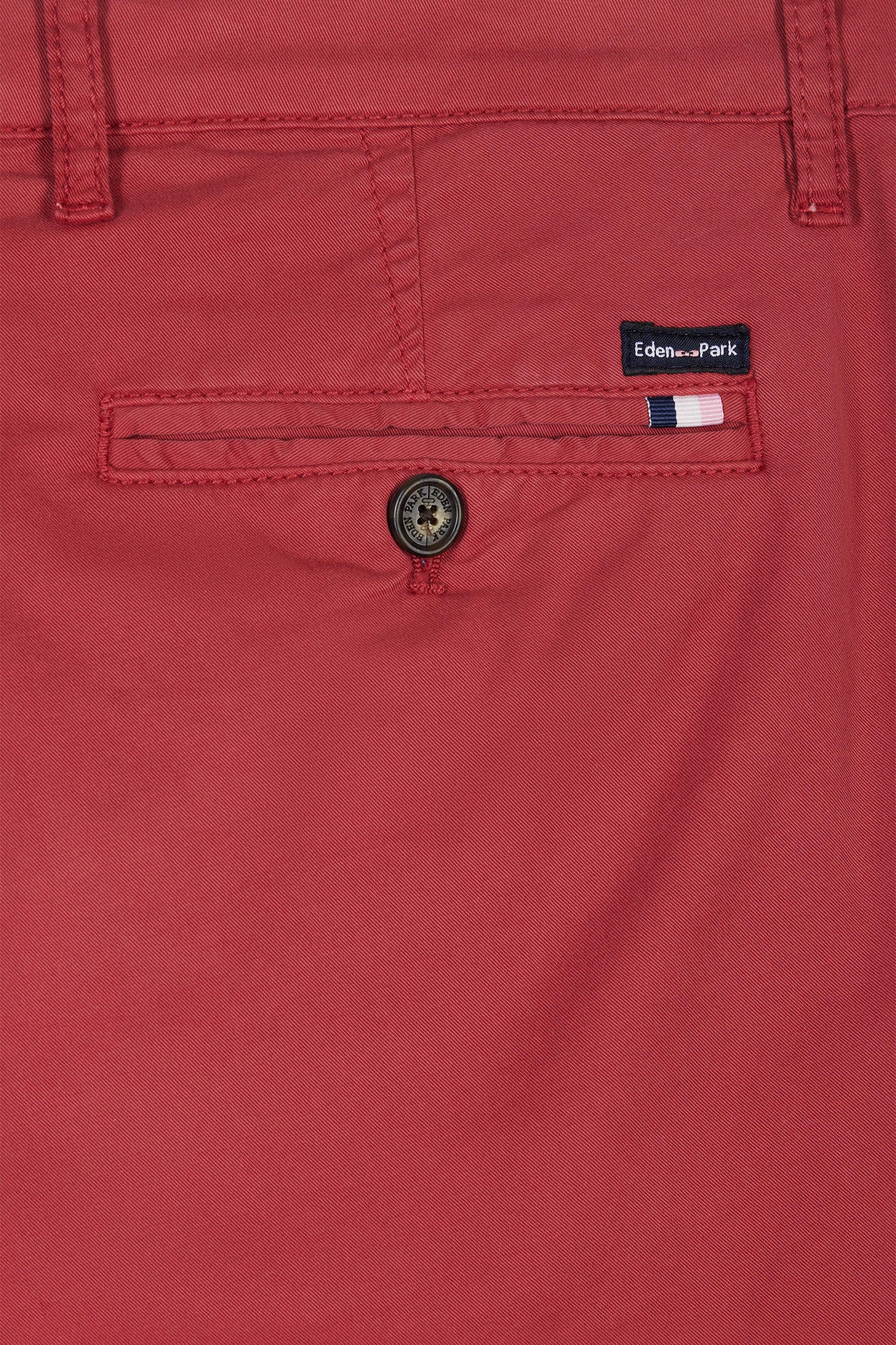 Red straight-cut stretch cotton pleat-free chinos