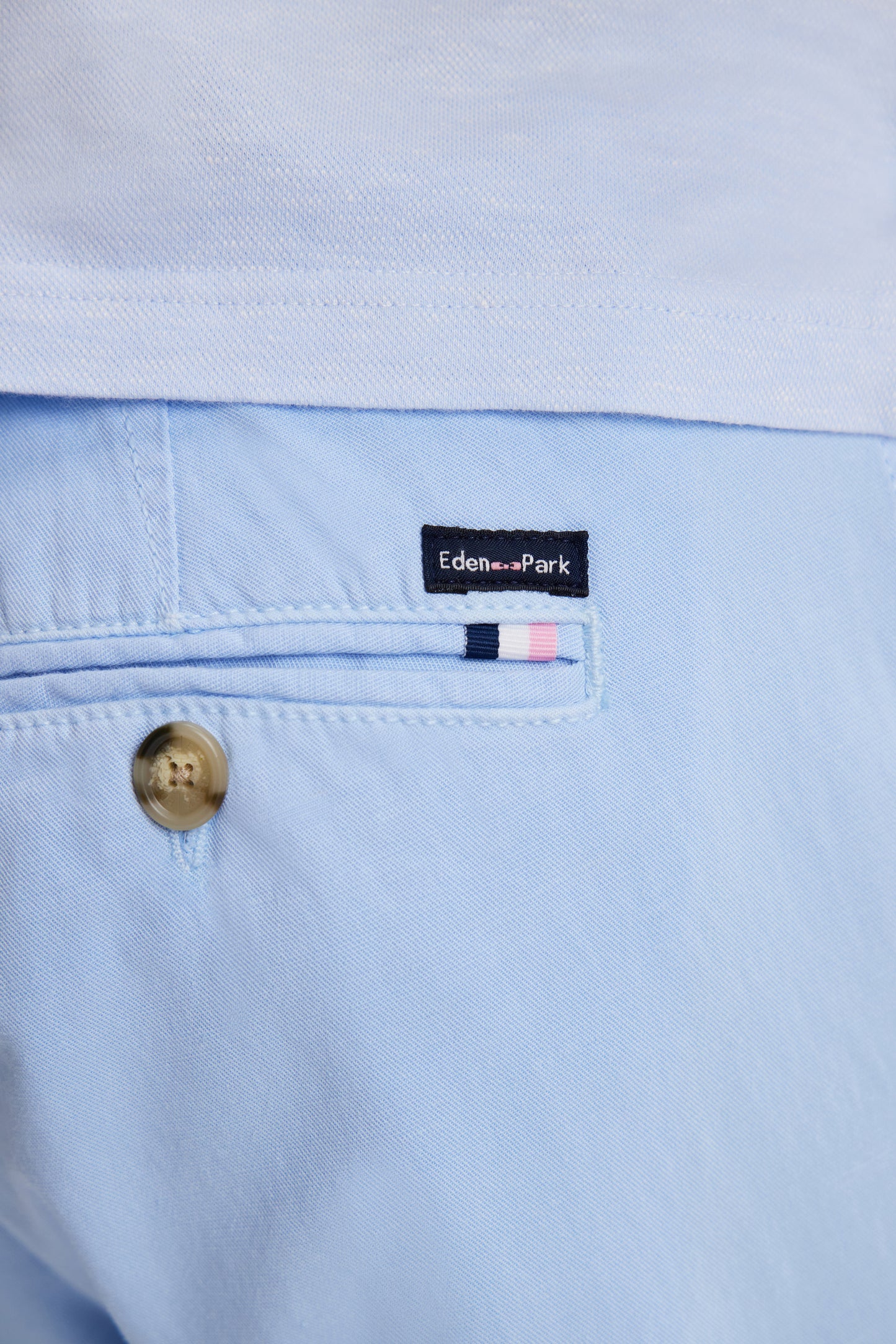 Straight-cut light grey stretch cotton and linen pleat-free chinos