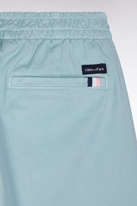 Straight-cut sea green stretch cotton pleat-free chinos - Image 2