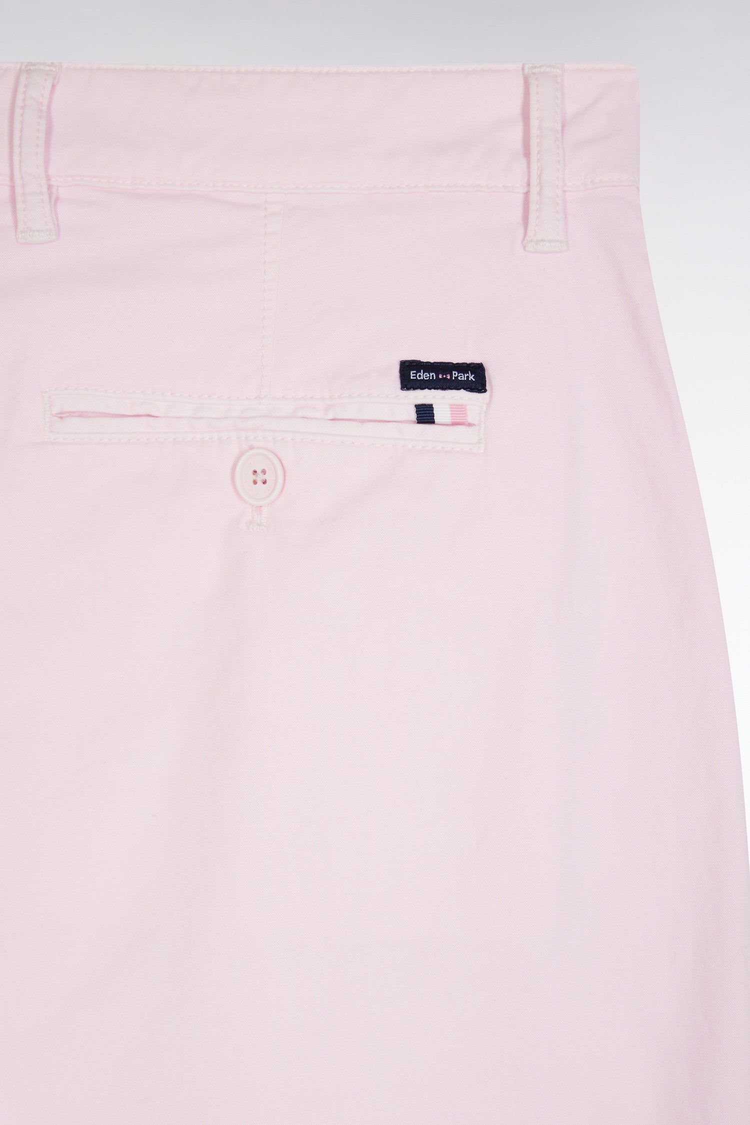 Pantalon chino à plis en coton stretch rose coupe droite