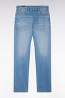 Straight-fit medium-wash stretch denim 5-pocket jeans