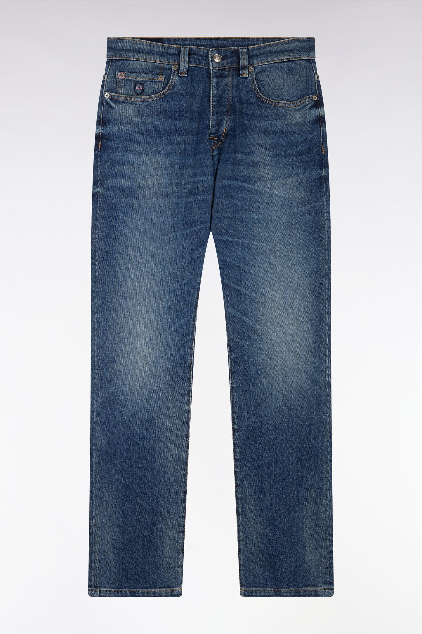 Jean 5 poches en denim stretch brut coupe droite