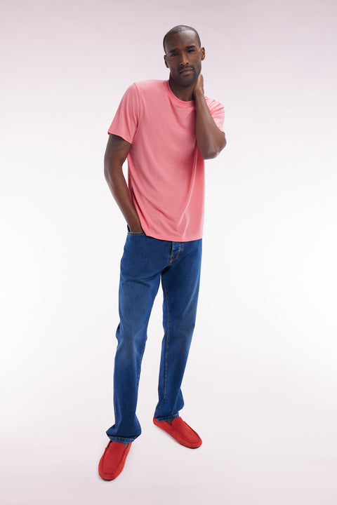 Straight-cut raw blue stretch denim 5-pocket jeans - Image 3