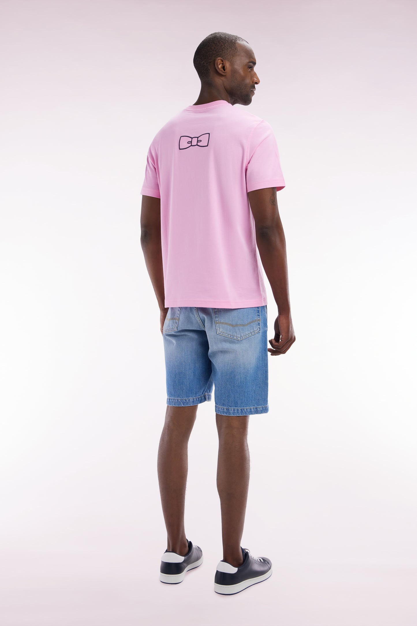 Regular blue stone bleach denim 5-pocket Bermuda shorts