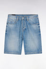 Regular blue stone bleach denim 5-pocket Bermuda shorts