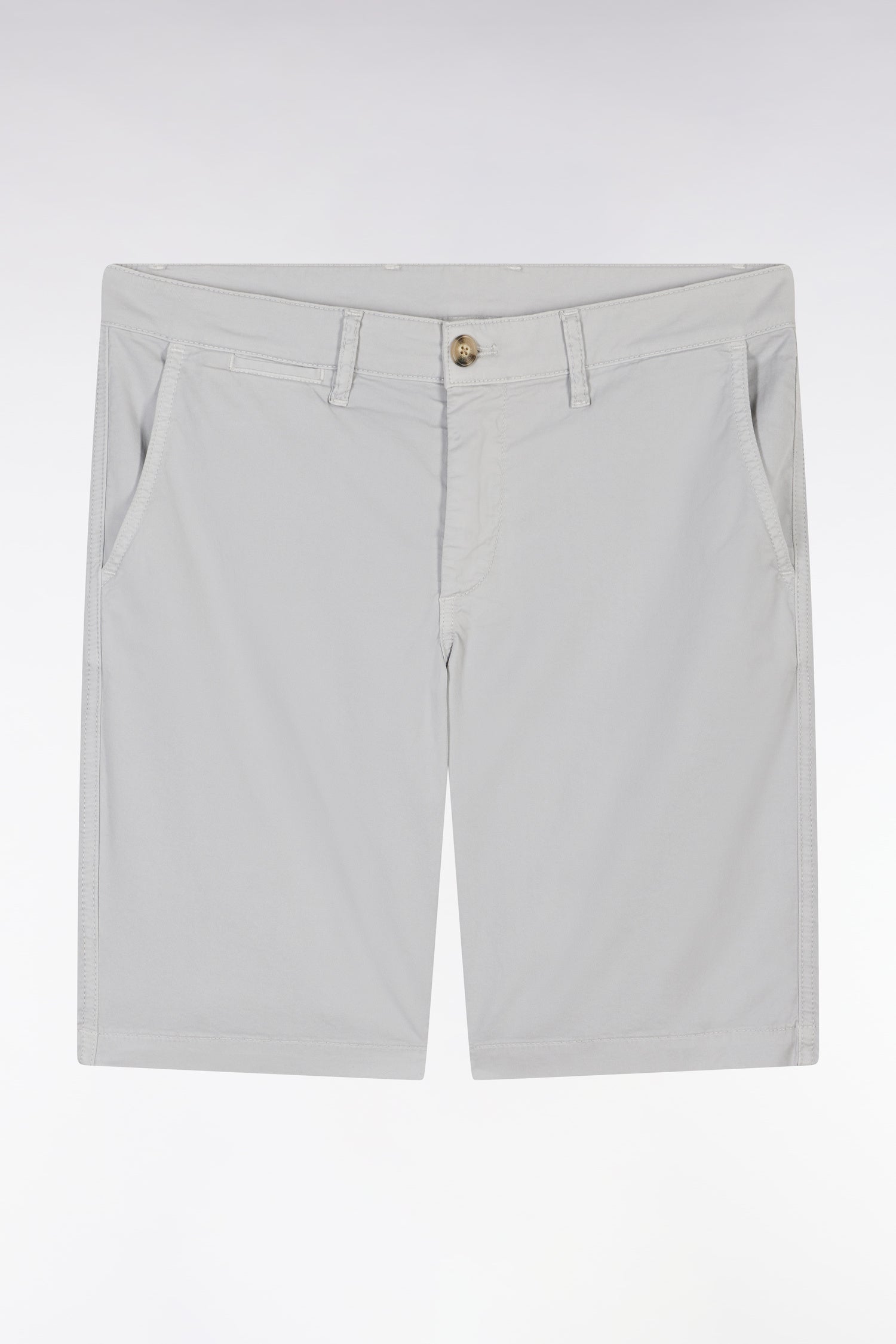 Bermuda chino en coton stretch gris coupe droite