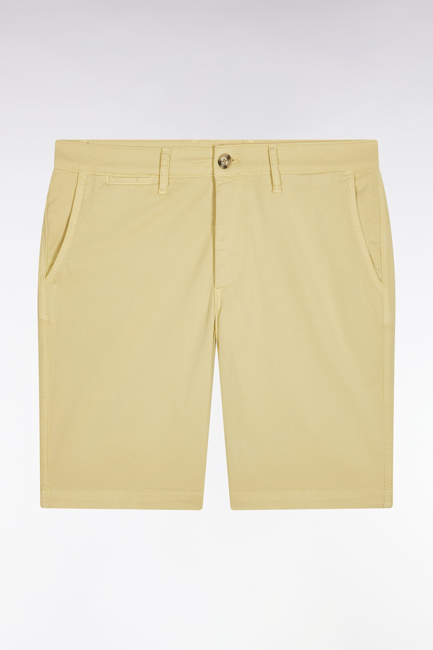 Ivory straight-cut stretch cotton chino Bermuda shorts