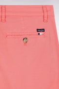 Bermuda chino en coton stretch rose saumon coupe droite