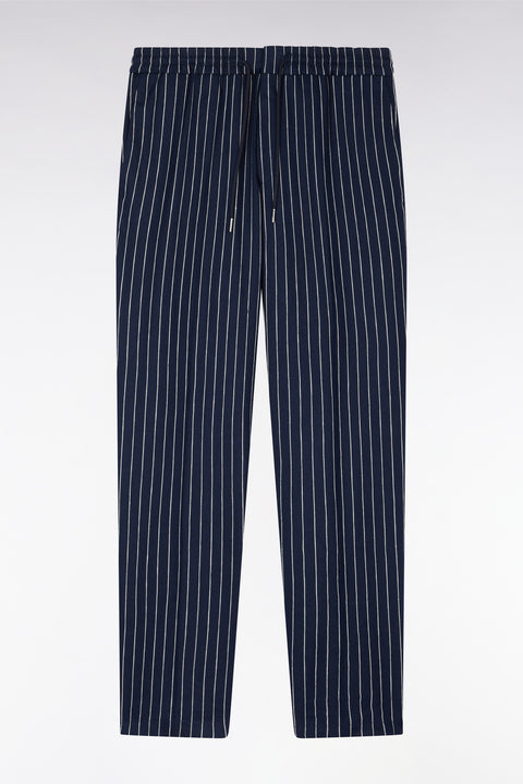 Navy tennis stripe elastic pants - Image 2