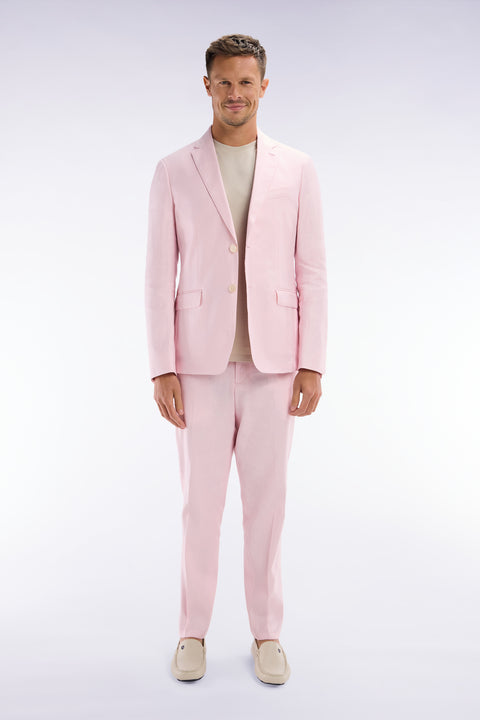 Pink linen and stretch cotton elasticated pants - Image 1