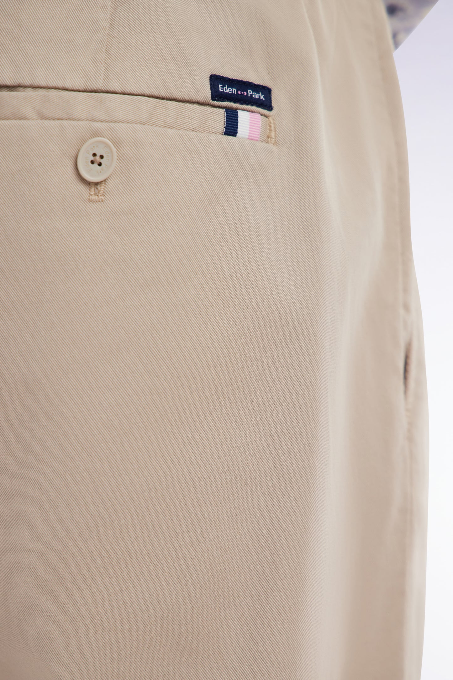 Elastic chinos in beige stretch cotton - lyocell blend