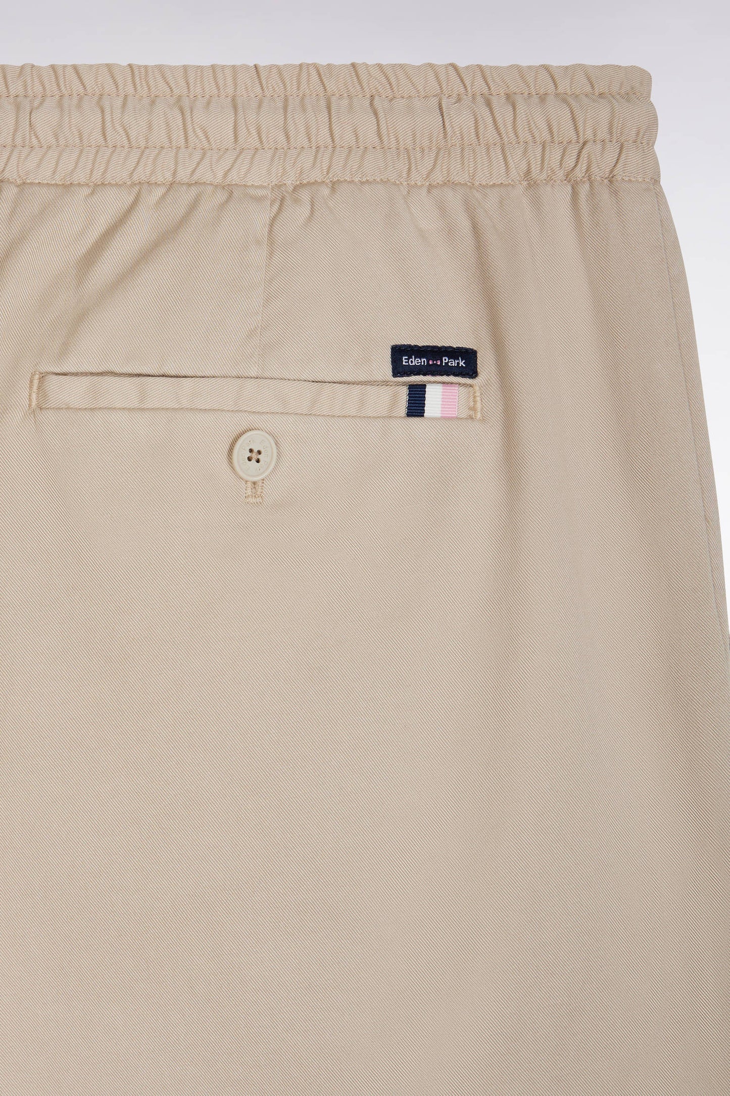 Elastic chinos in beige stretch cotton - lyocell blend