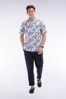 Elastic chinos in navy stretch cotton - lyocell blend